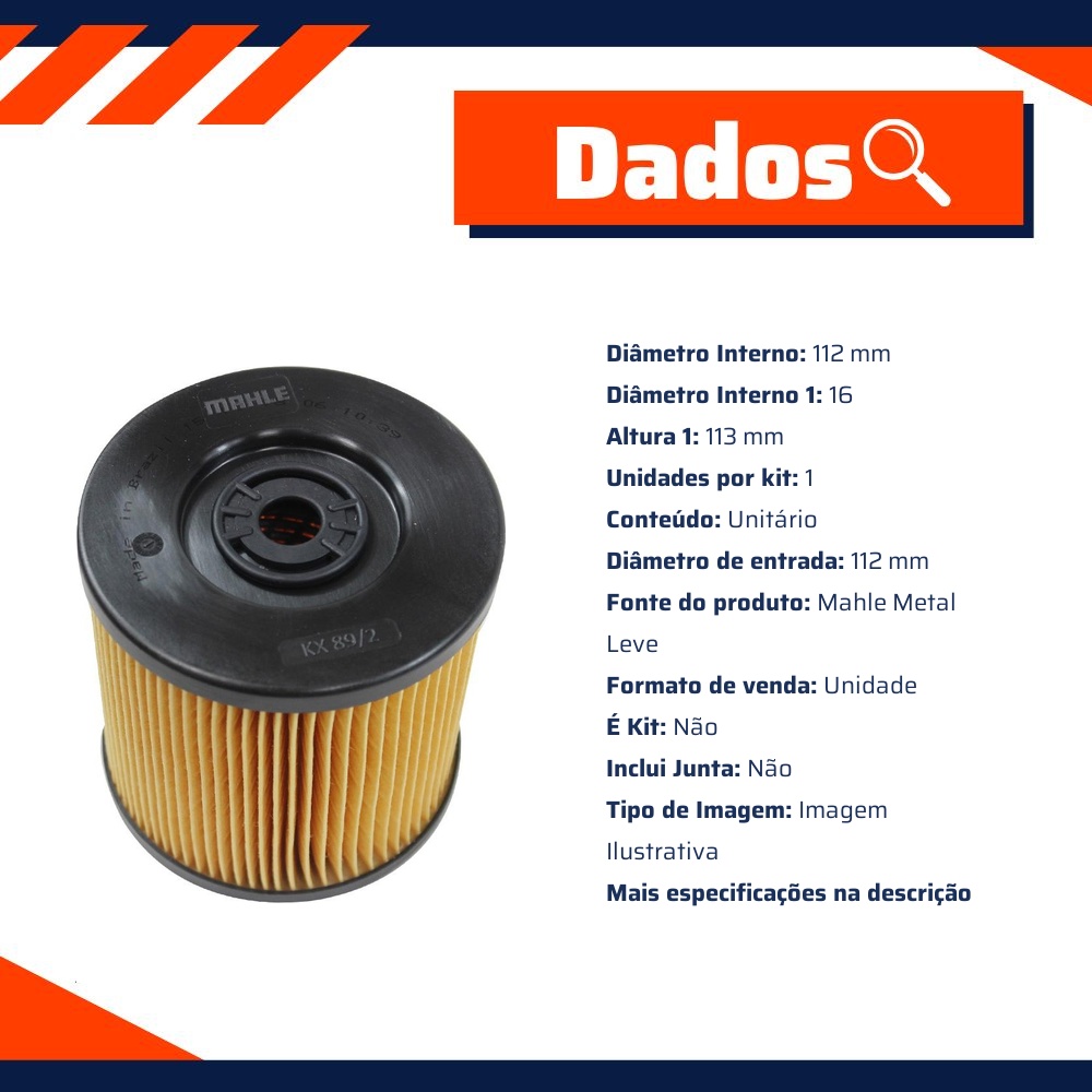 Filtro de Combustível - Mahle Metal Leve - KX89/1D