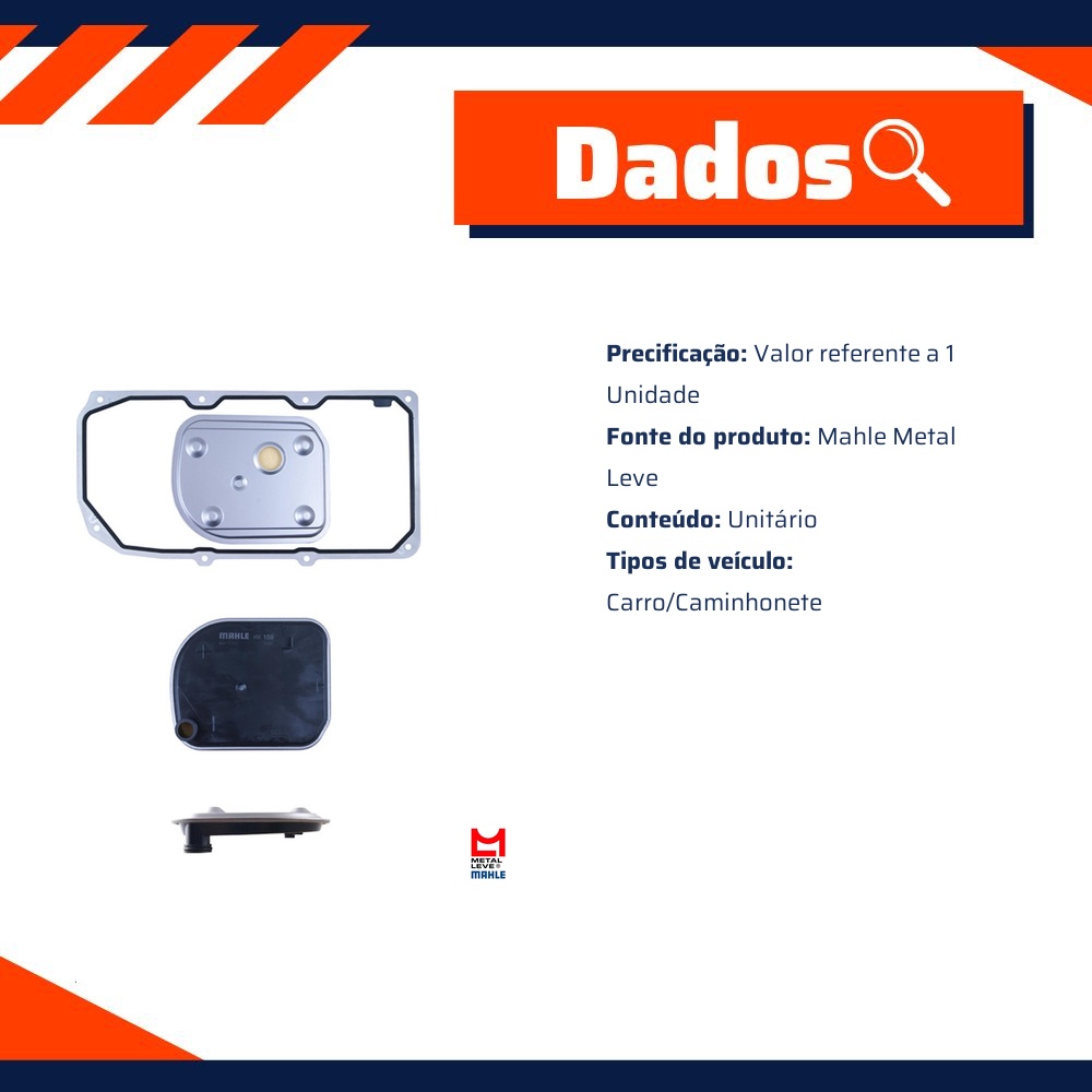 Filtro de Óleo do Câmbio Automático - Mahle Metal Leve - HX158D1