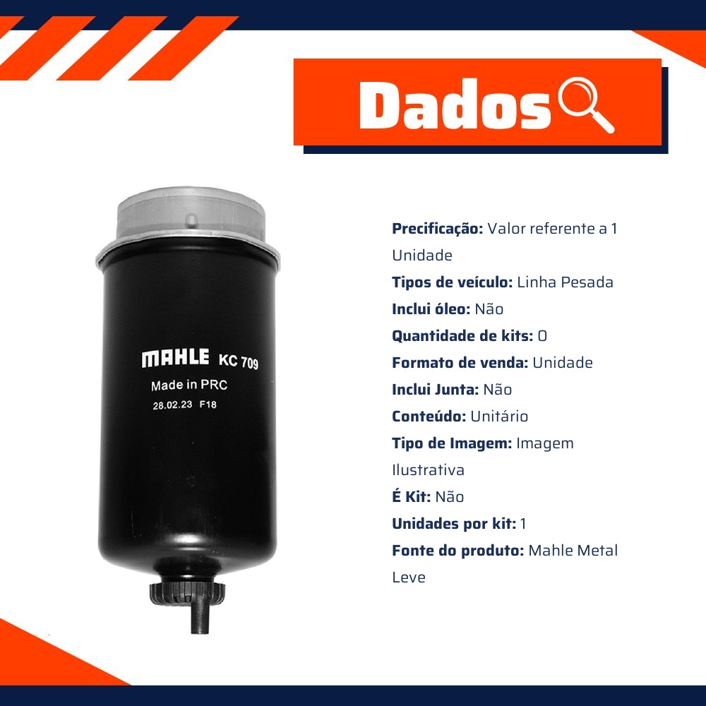 Filtro Blindado de Combustível - Mahle Metal Leve - KC709
