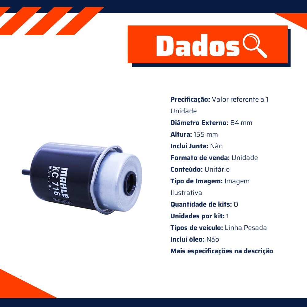 Filtro Blindado de Combustível - Mahle Metal Leve - KC716