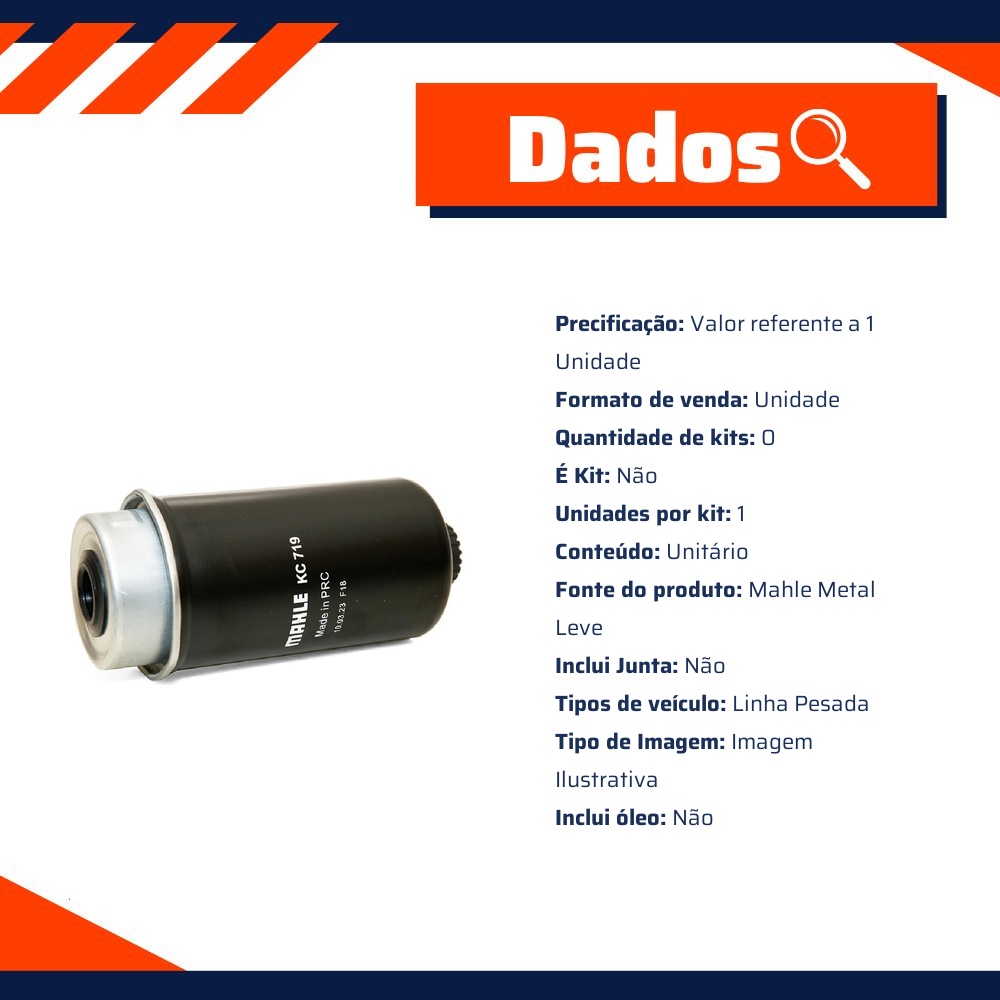 Filtro Blindado de Combustível - Mahle Metal Leve - KC719
