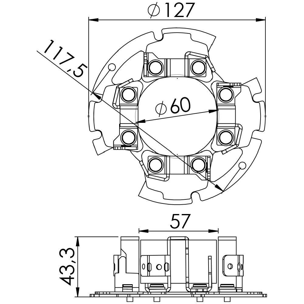 Porta Escovas para Motor de Partida com 4 Escovas - Unifap - 1.123/4