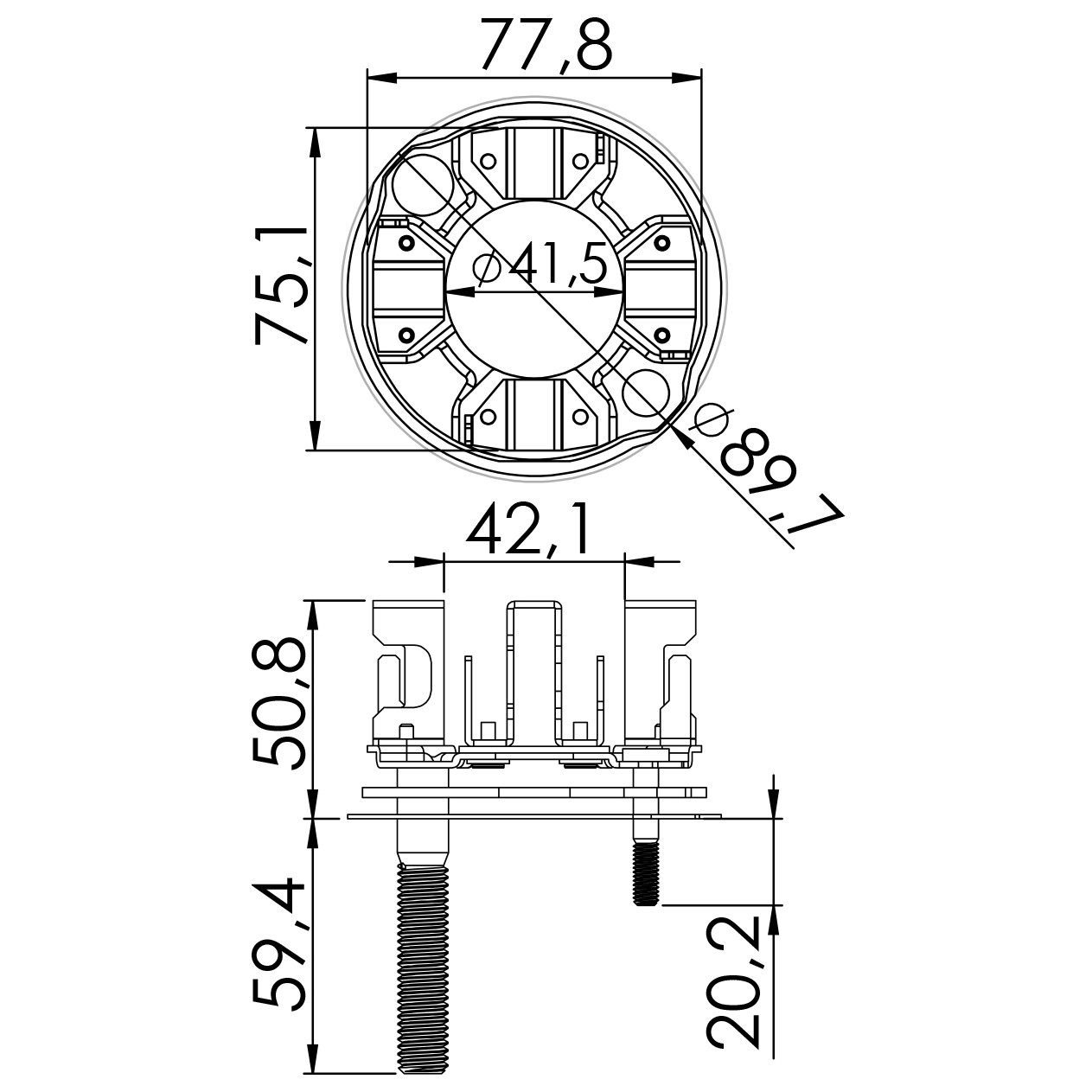 Porta Escovas para Motor de Partida com 4 Escovas - Unifap - 1.181/4