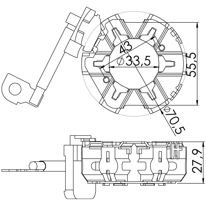 Porta Escovas para Motor de Partida com 6 Escovas para Volkswagen Transporter - Unifap - 1.289/6