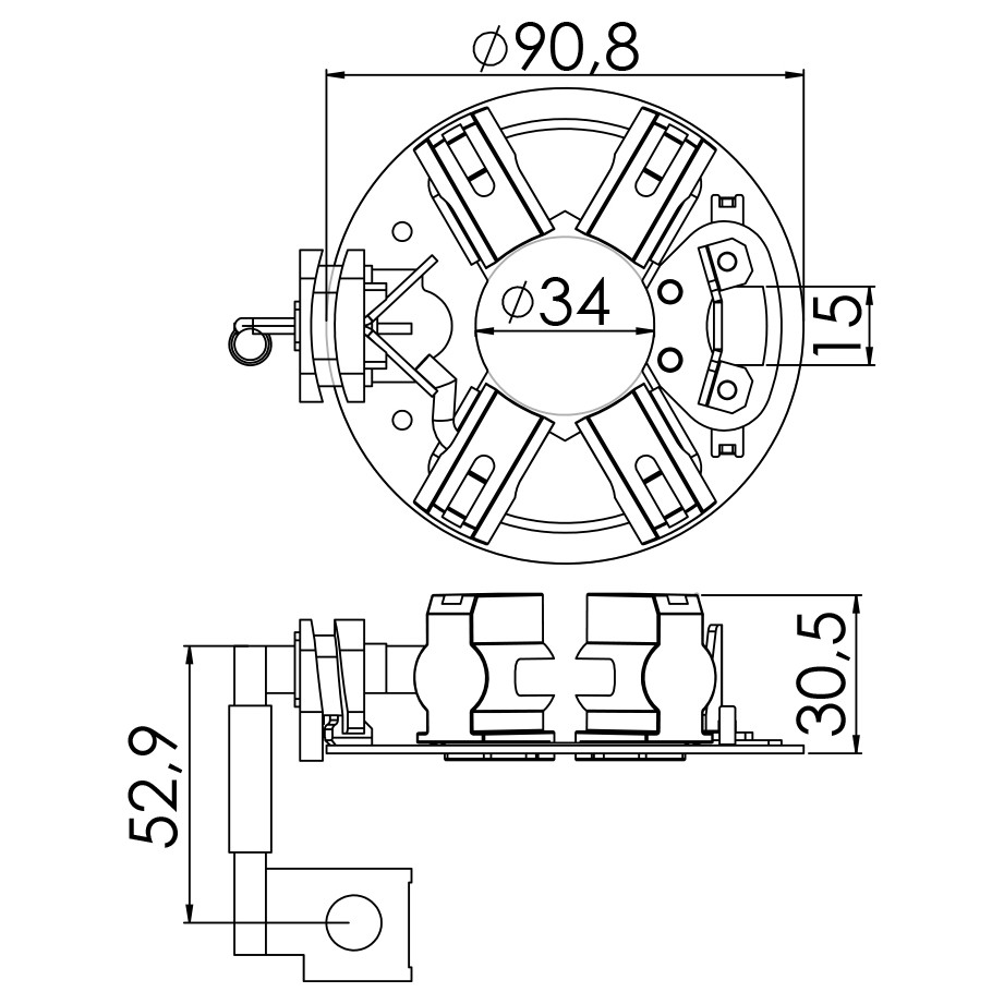 Porta Escovas para Motor de Partida com 4 Escovas - Unifap - 1.306/4