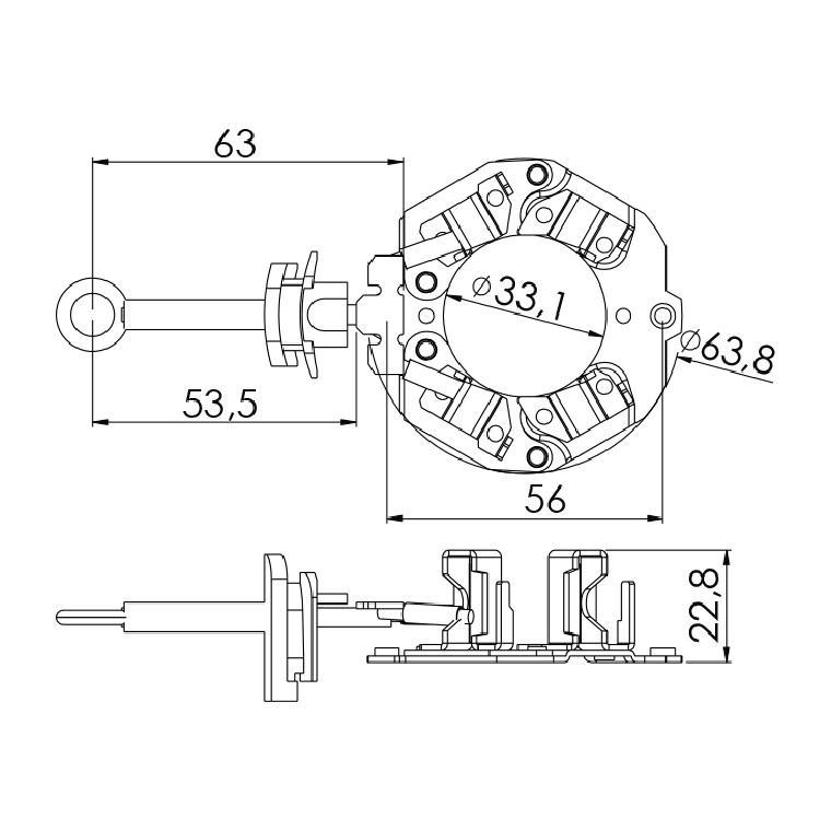 Porta Escovas para Motor de Partida com 4 Escovas - Unifap - 1.334/4