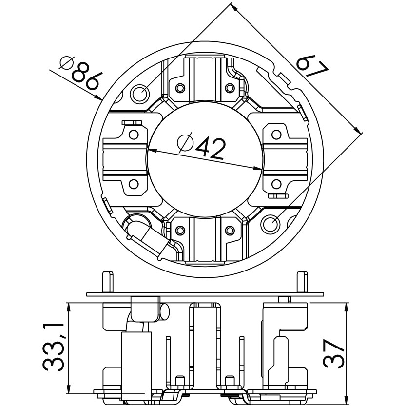 Porta Escovas para Motor de Partida com 4 Escovas - Unifap - 1.337/4