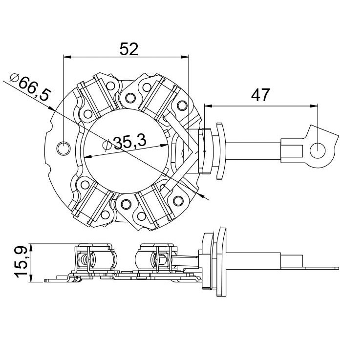 Porta Escovas para Motor de Partida com 4 Escovas para Hyundai HB20 e KIA Picanto - Unifap - 1.364/4