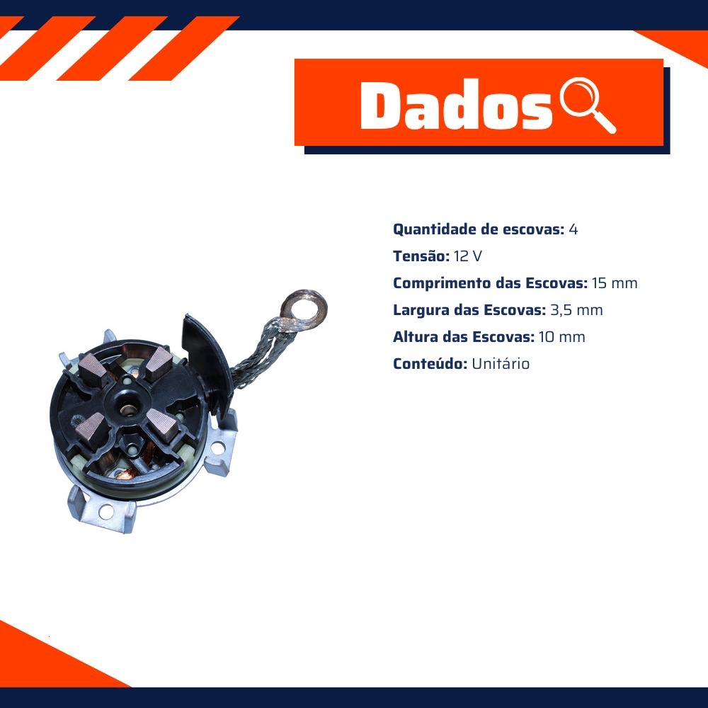 Porta Escovas para Motor de Partida com 4 Escovas - Unifap - 1.368/4