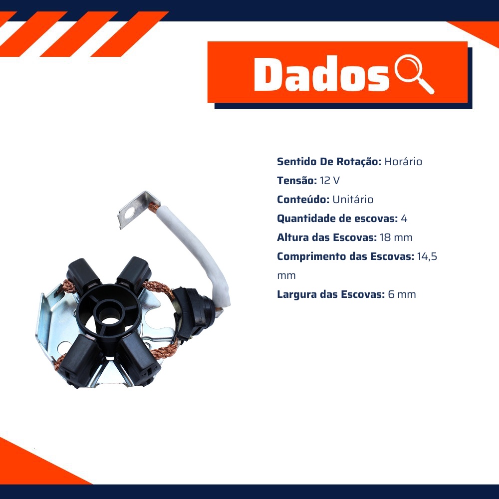 Porta Escovas para Motor de Partida com 4 Escovas para Audi Q7 - Unifap - 1.380/4