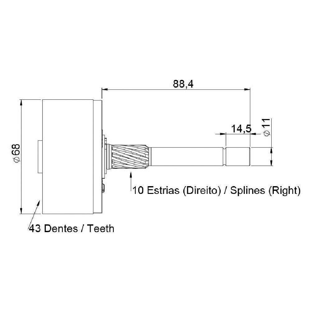 Planetária para Motor de Partida para Jeep Wrangler - Unifap - 17.640