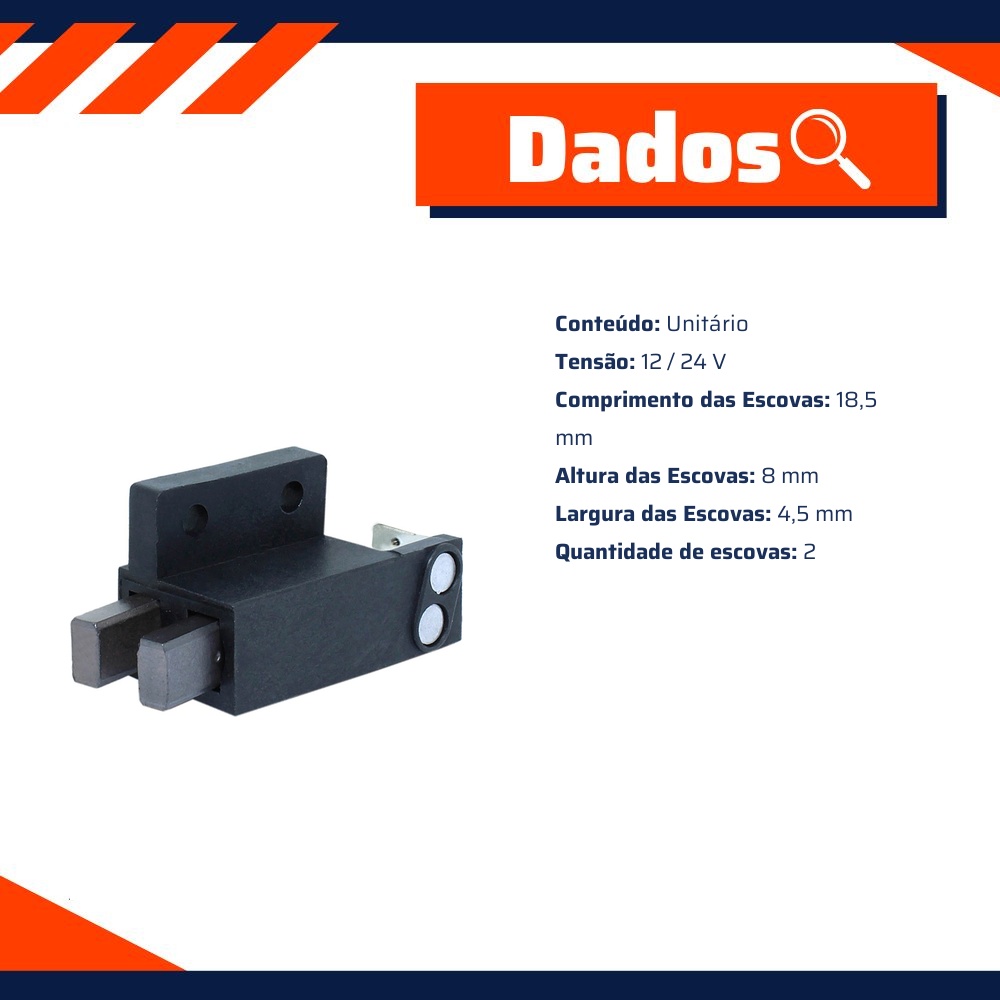 Porta Escovas para Alternador com 2 Escovas - Unifap - 2.210/2