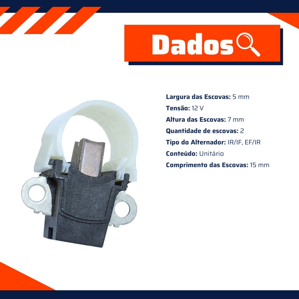 Porta Escovas para Alternador com 2 Escovas - Unifap - 2.225/2