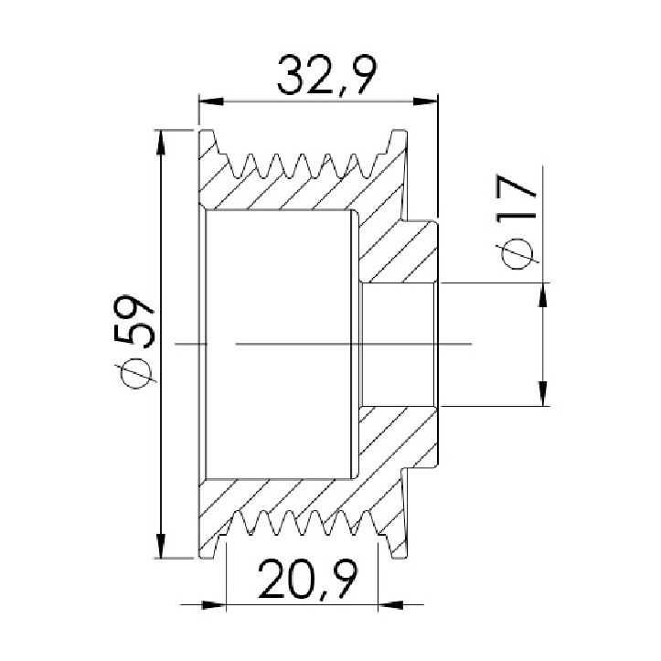 Polia para Alternador para Hyundai Santa Fé - Unifap - 3.486