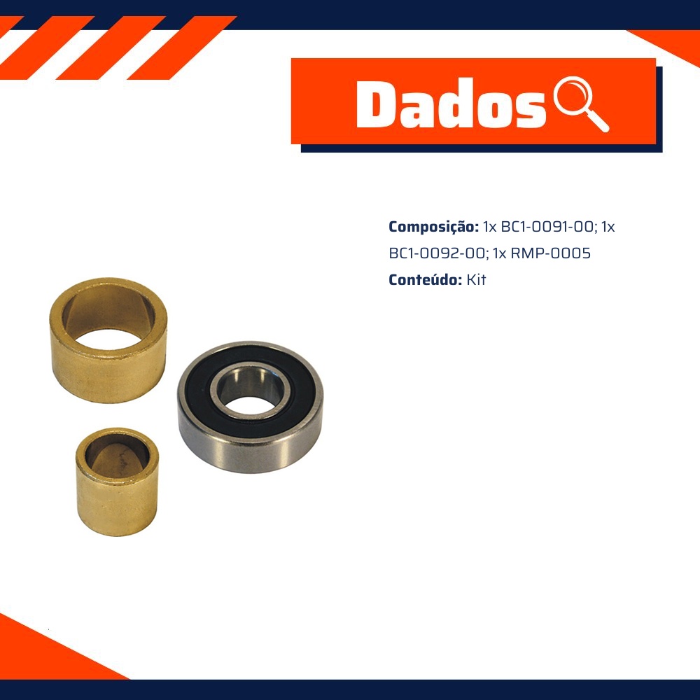 Kit de Buchas com Rolamento para Motor de Partida - Unifap - KT-0072-00