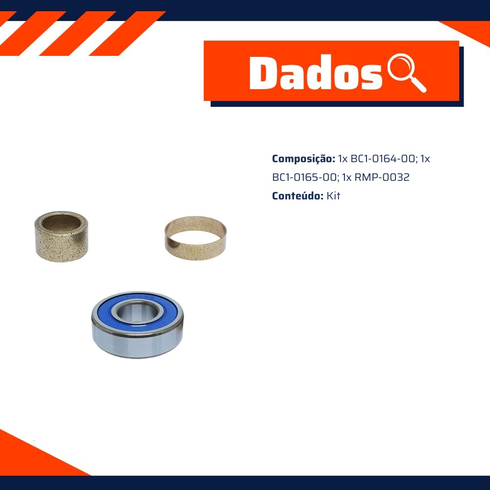 Kit de Buchas com Rolamento para Motor de Partida - Unifap - KT-0144-00