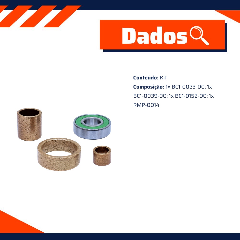 Kit de Buchas com Rolamento para Motor de Partida - Unifap - KT-0243-00