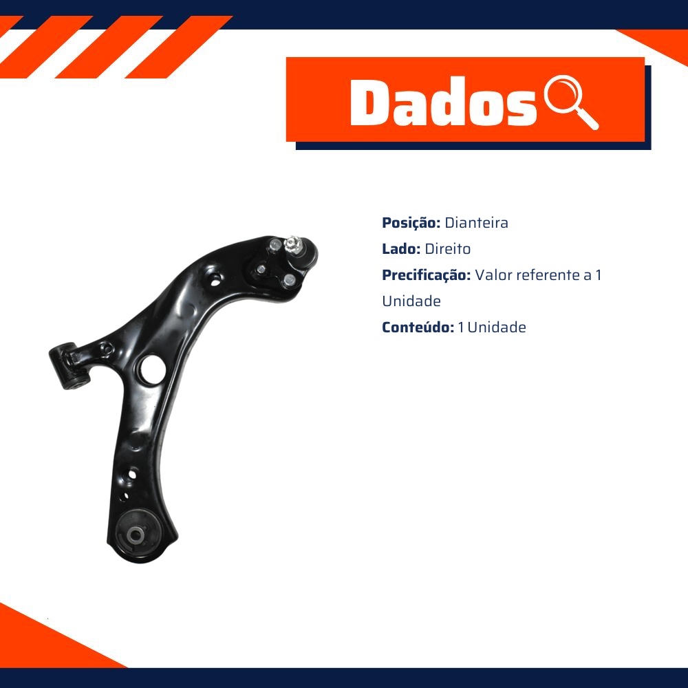 Bandeja Dianteira Lado Direito para Toyota Corolla - MetalSystem - 32662DMS