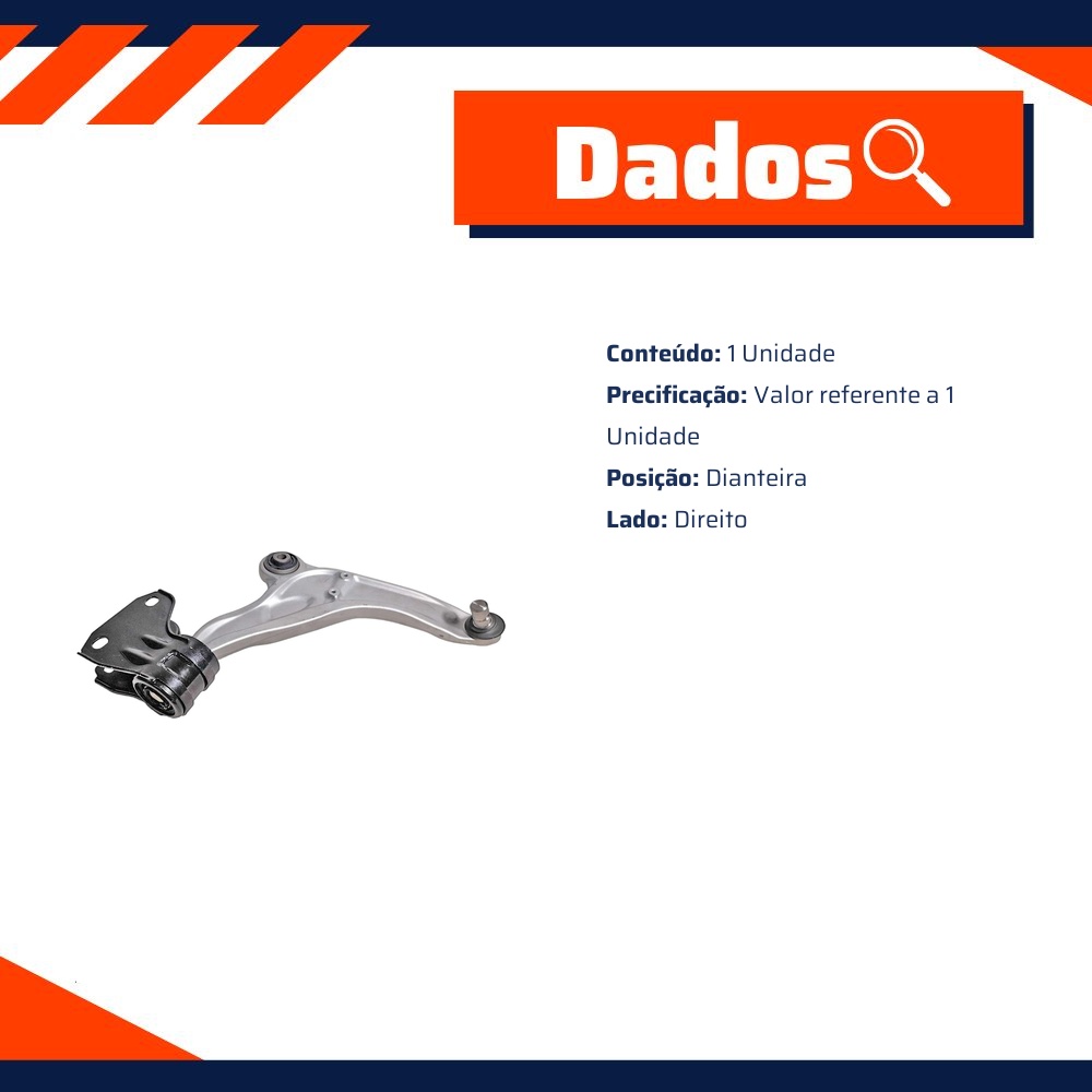 Bandeja Dianteira Lado Direito para Ford Edge - MetalSystem - 31925DMS