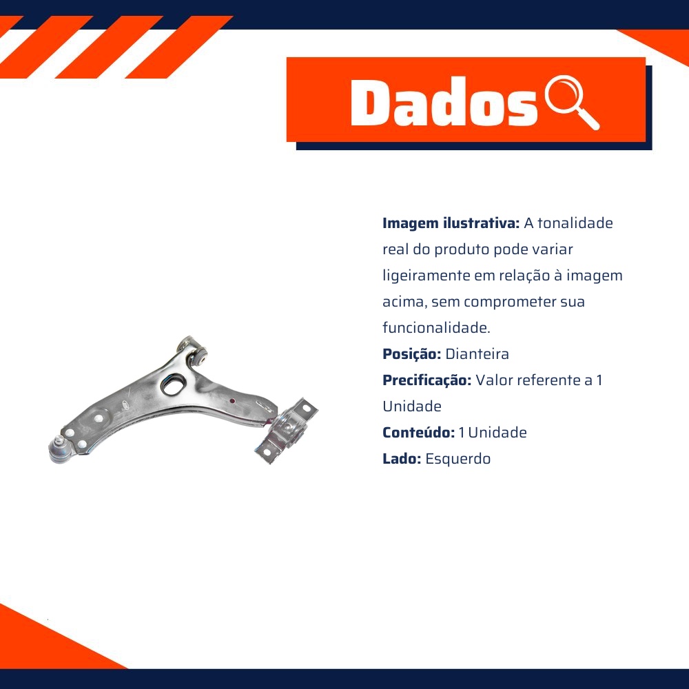 Bandeja Dianteira Lado Esquerdo para Ford Focus - MetalSystem - 08234EMS