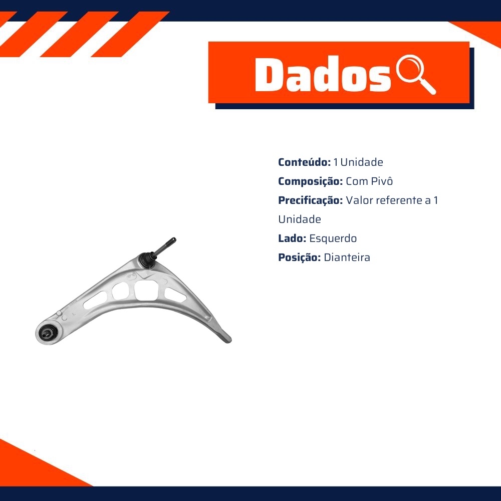 Bandeja Dianteira Lado Esquerdo com Pivô - Metalsystem - 30057E+MS