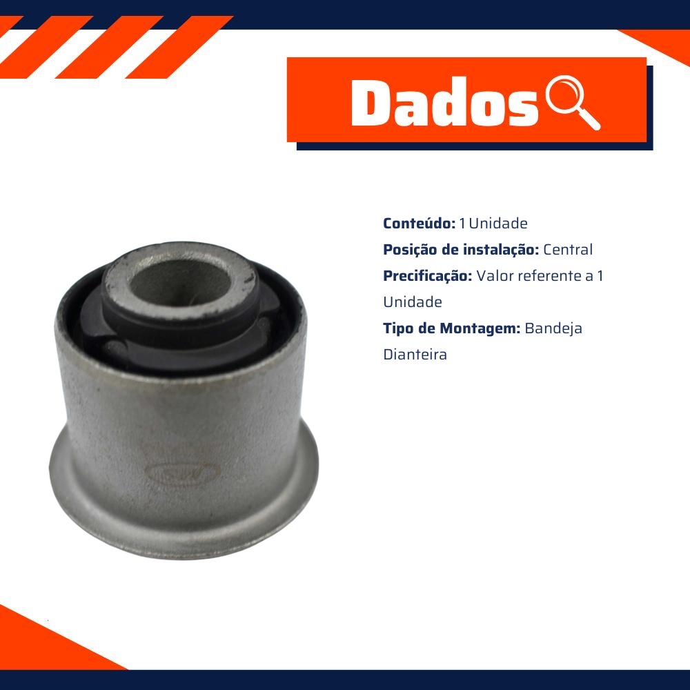 Bucha Central da Bandeja Dianteira para Peugeot 406 - MetalSystem - 04138+MS