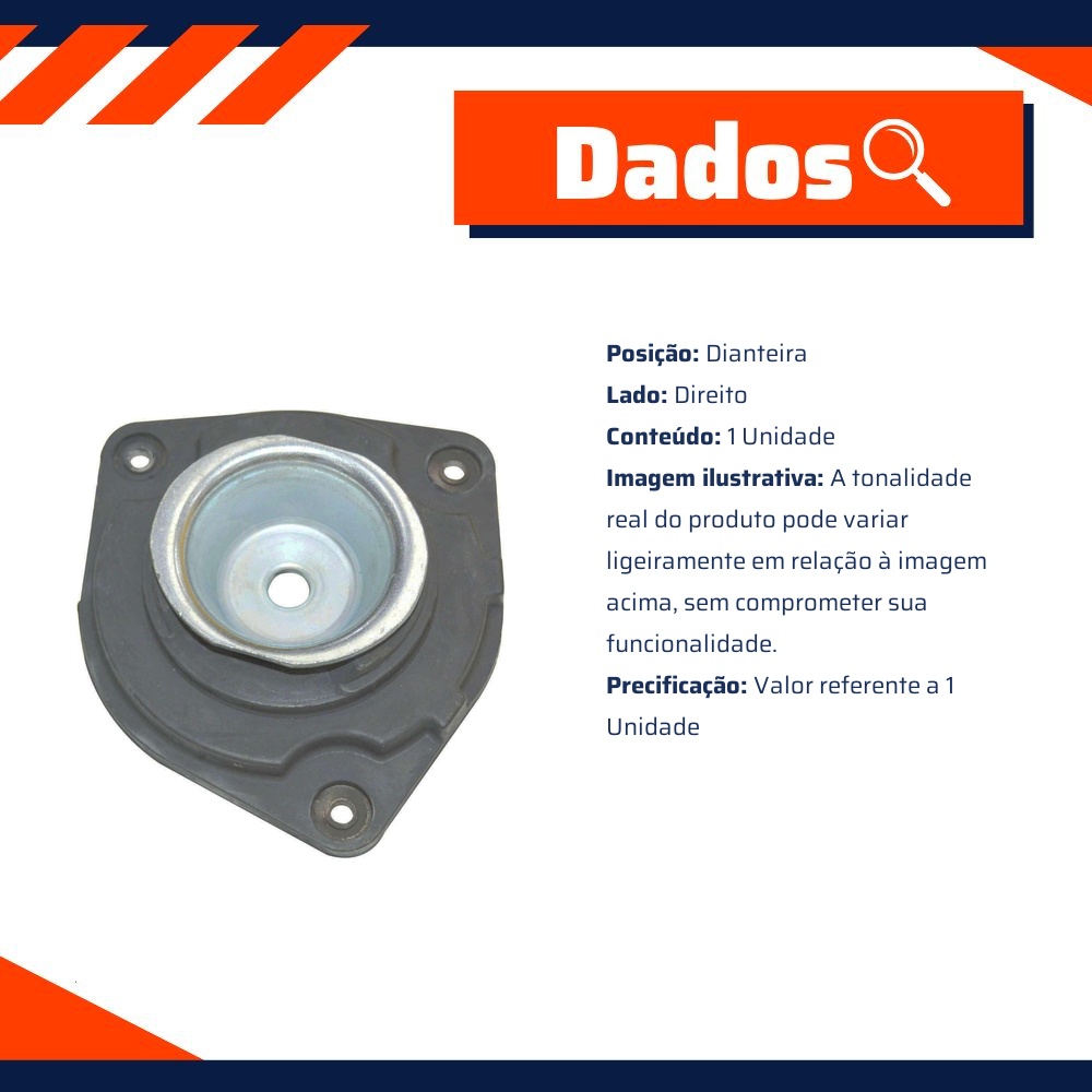 Coxim do Amortecedor Dianteiro Lado Direito - Metalsystem - 30532D+MS