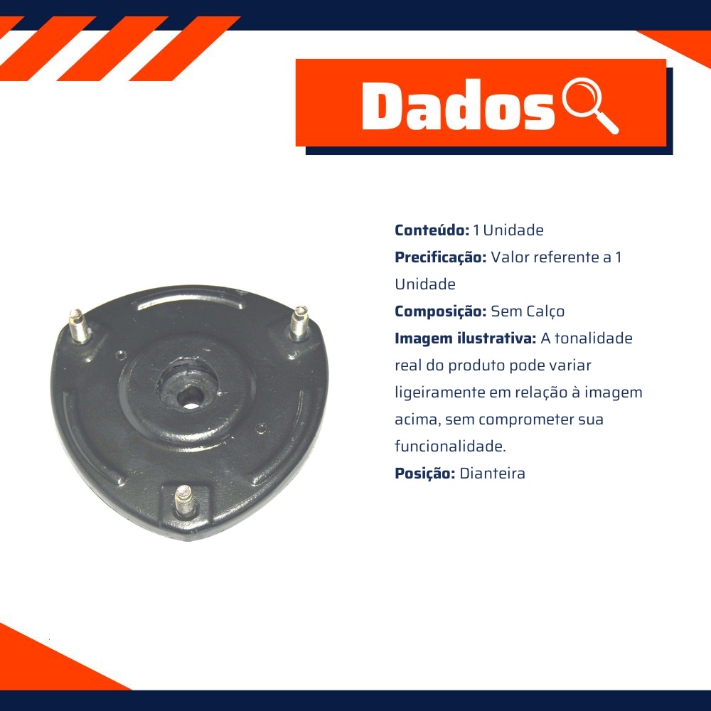 Coxim do Amortecedor Dianteiro sem Calço para Hyundai Santa Fé e Veracruz - MetalSystem - 31070+MS