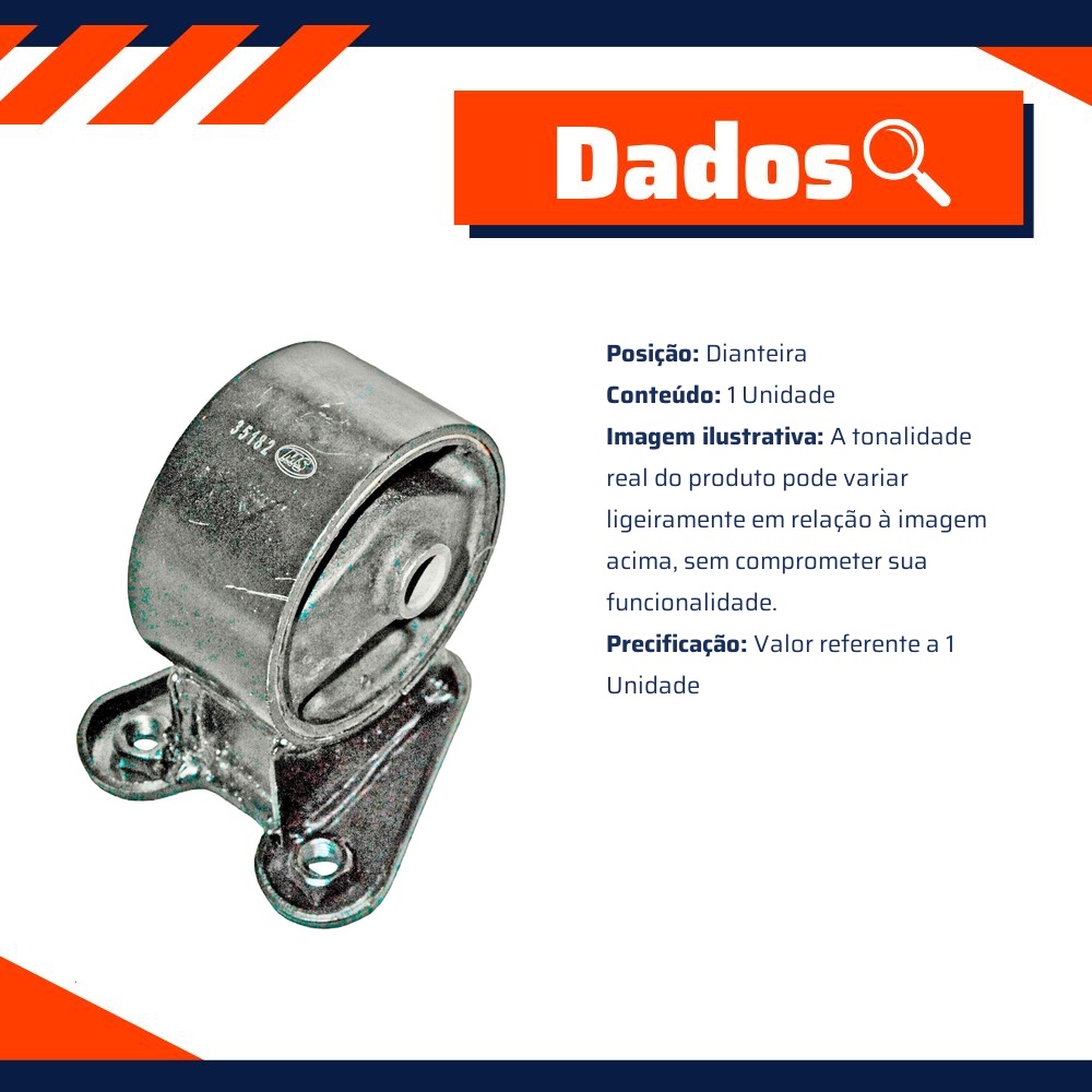 Coxim Dianteiro do Motor para Hyundai Atos Prime - MetalSystem - 31580+MS