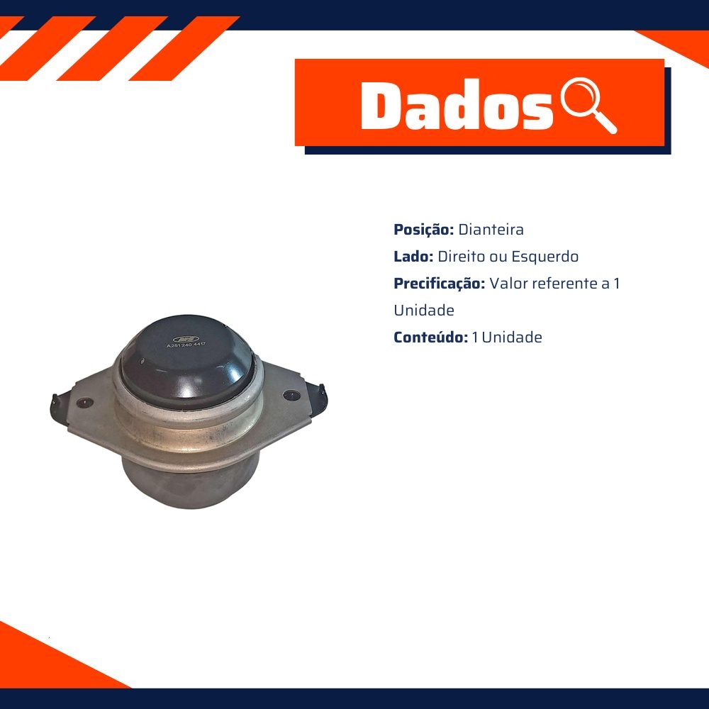 Coxim Dianteiro do Motor Lado Direito ou Esquerdo para Mercedes-Benz ML 320 e ML 350 - MetalSystem - 35589+MS