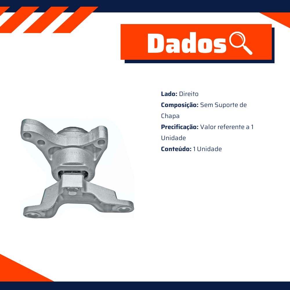Coxim do Motor Lado Direito sem Suporte de Chapa para Volvo S60 e V60 - MetalSystem - 32093+MS