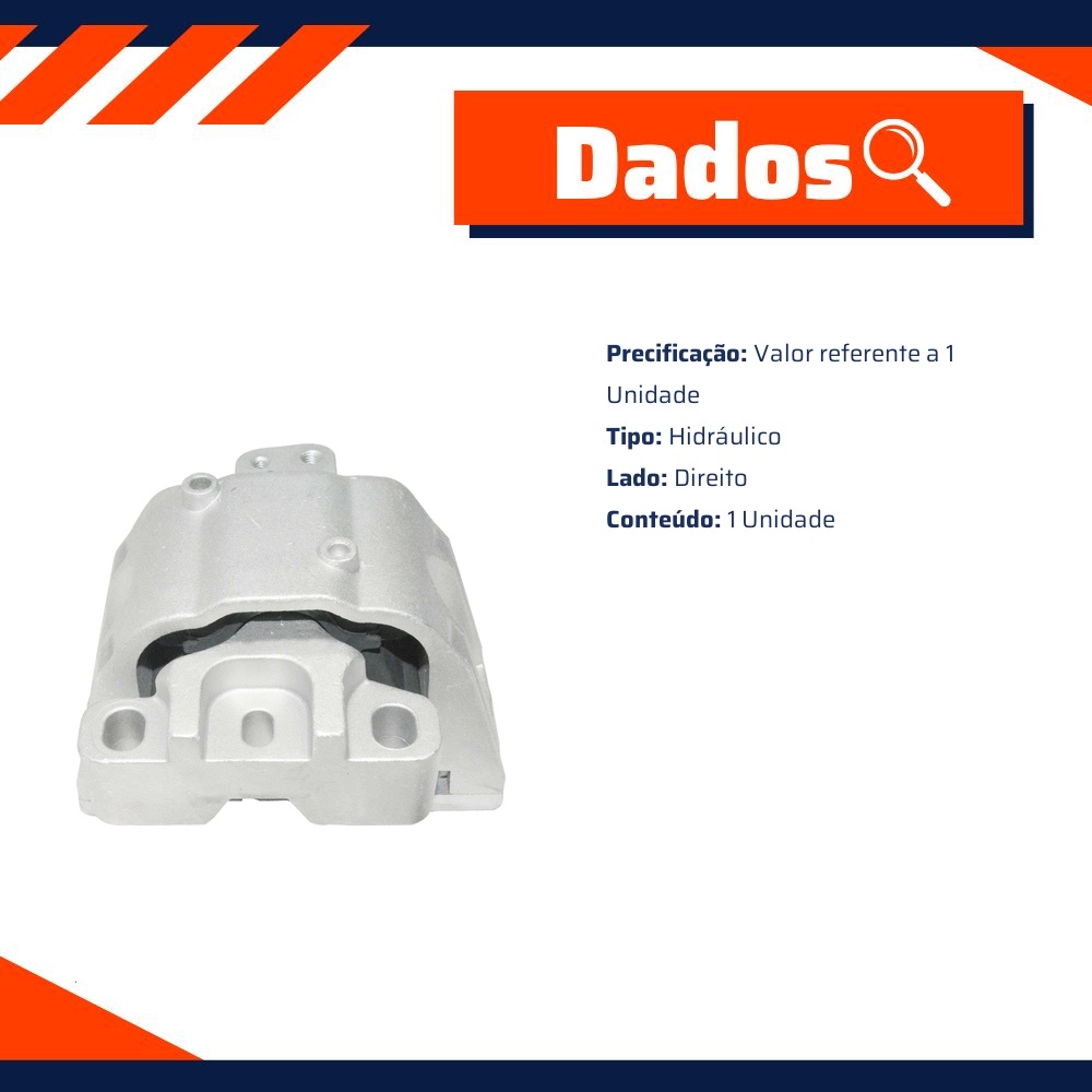 Coxim Hidráulico do Motor Lado Direito para Audi A3 e Volkswagen Golf - MetalSystem - 04118+MS