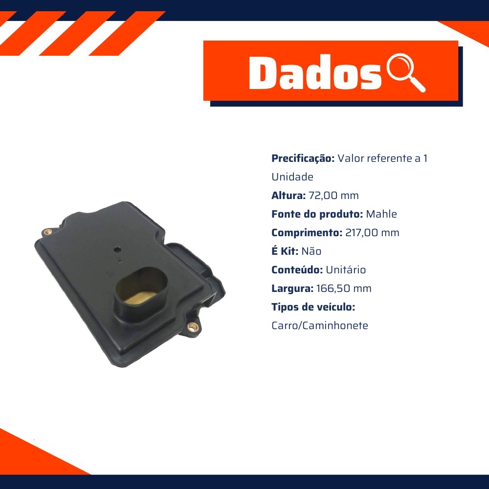 Filtro de Óleo do Câmbio para Toyota Hilux e SW4 - Mahle - HX416D