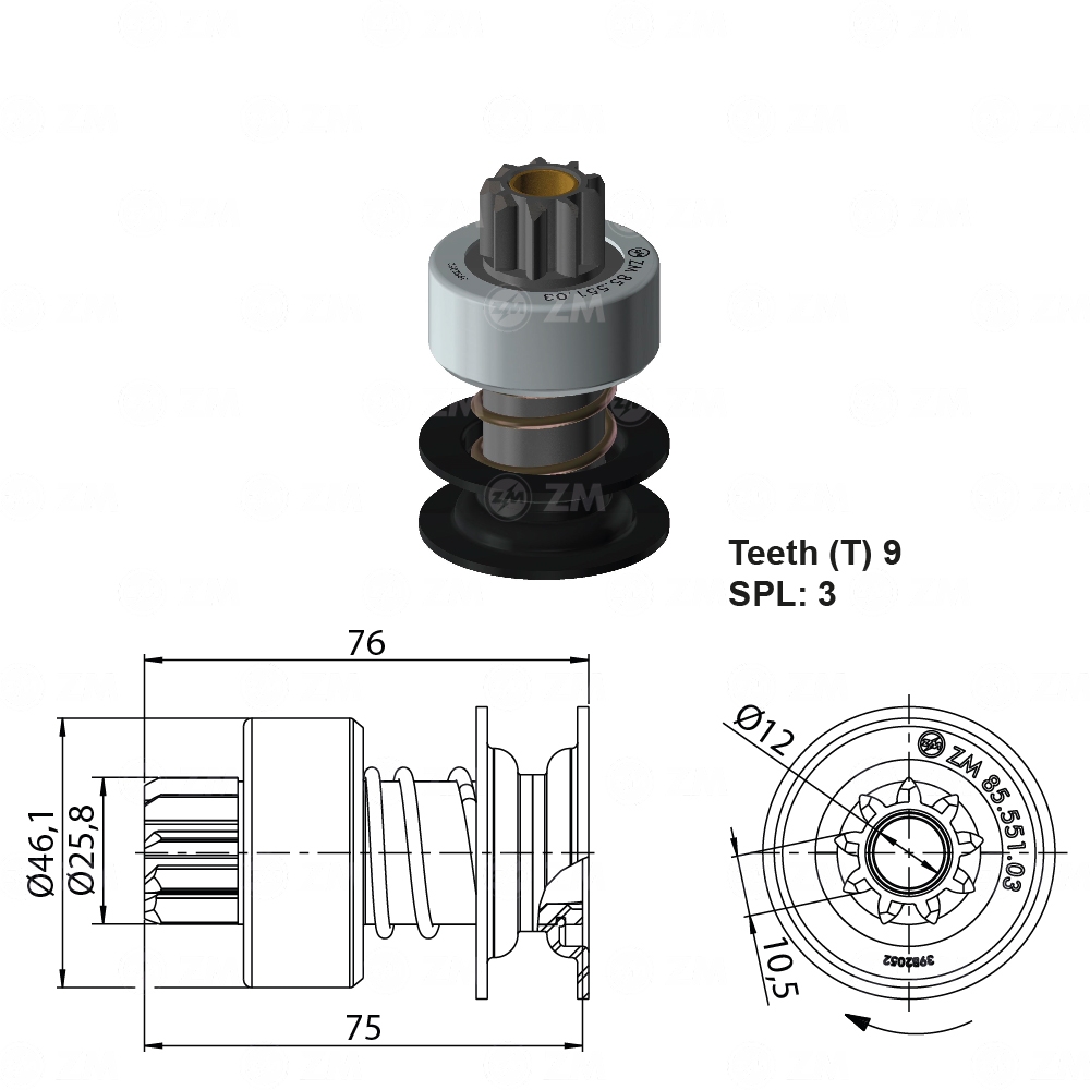 Impulsor de Partida para Chevrolet C-10 - ZM - 85.551.03