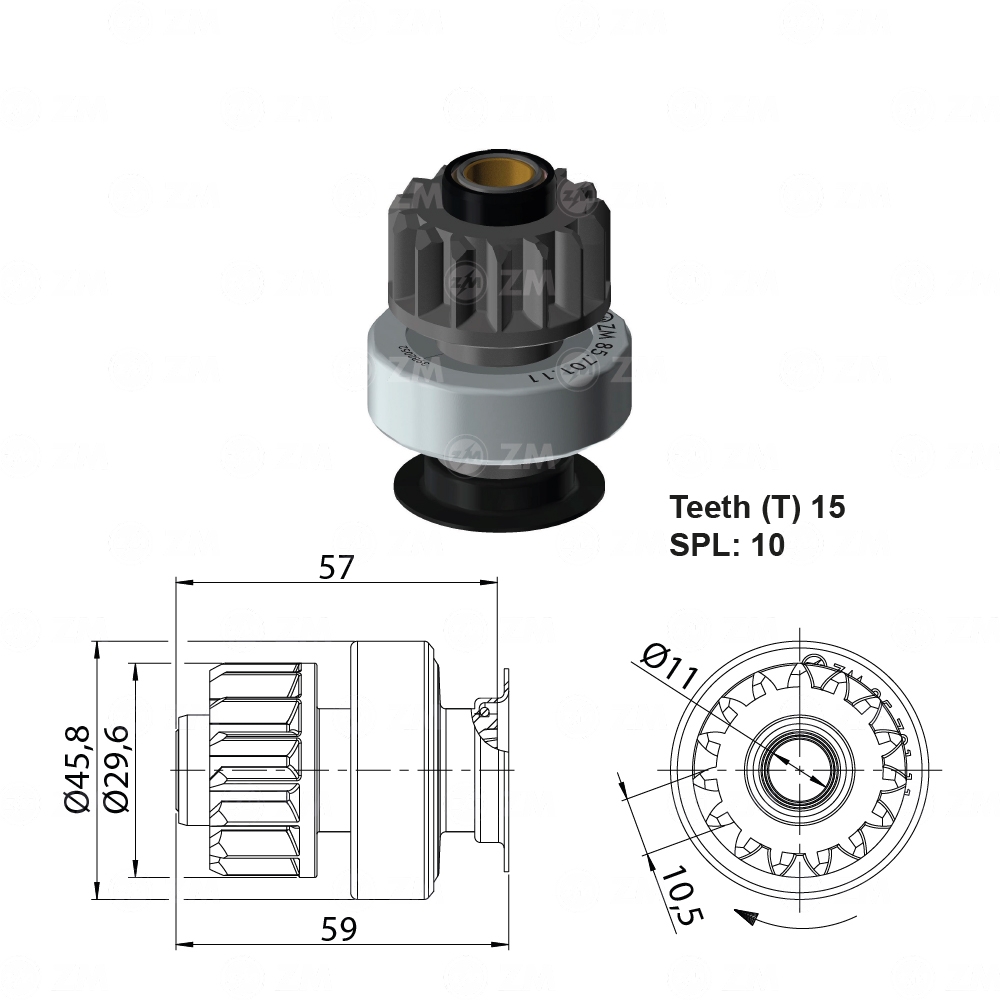 Impulsor de Partida para Chevrolet Malibu e S10 - ZM - 85.701.11