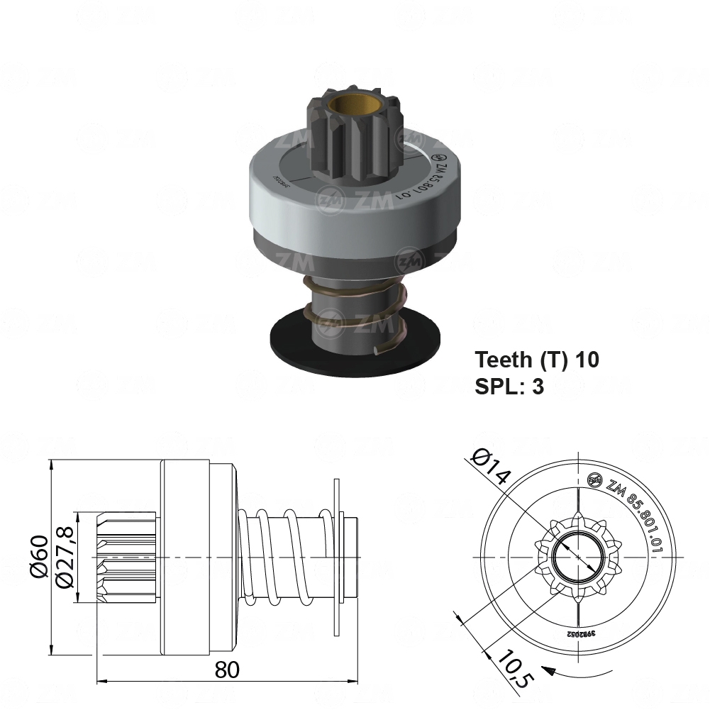 Impulsor de Partida para Peugeot 504 - ZM - 85.801.01