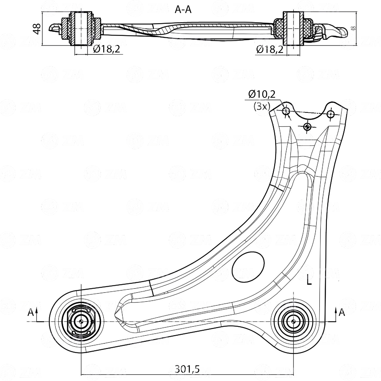 Bandeja de Suspensão para Citroen Aircross e C3 Picasso - ZM - 571.150.04