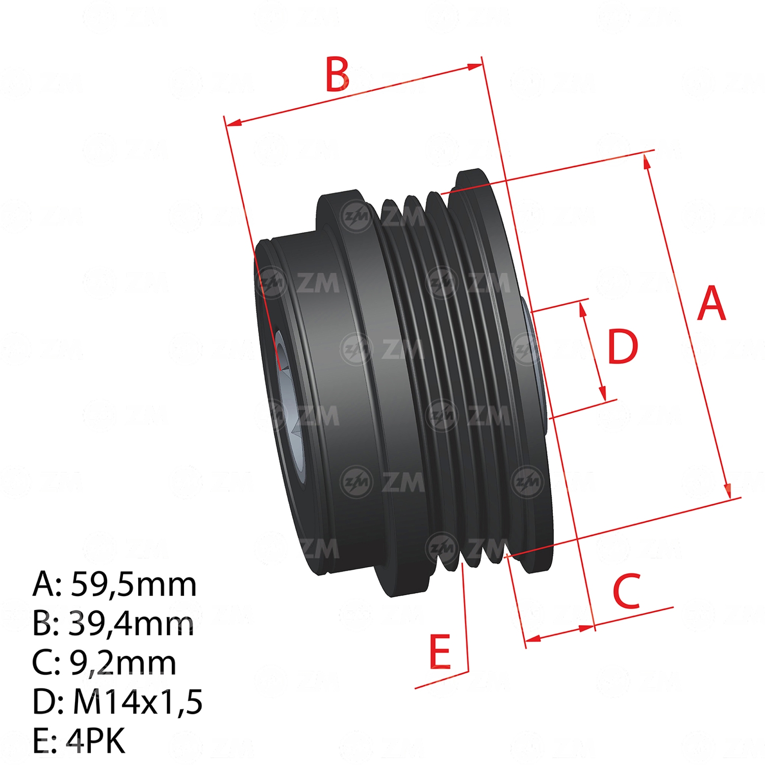 Polia do Alternador Oap para Toyota Camry - ZM - 96.005.66