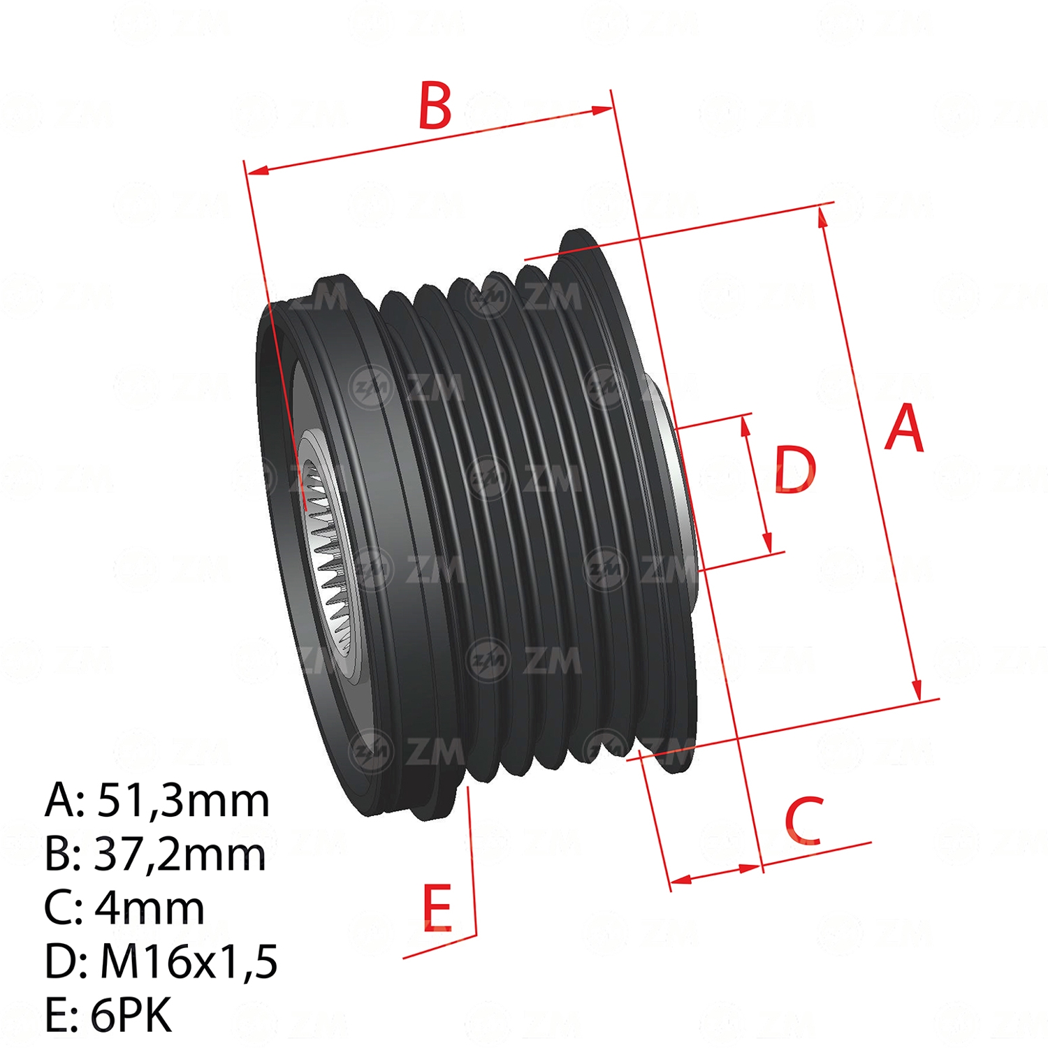 Polia do Alternador OAP - ZM - 96.012.65