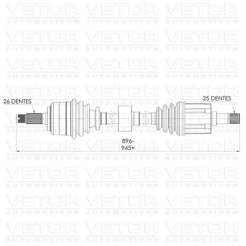 Semieixo Direito para Honda Civic - Vetor - VT9996