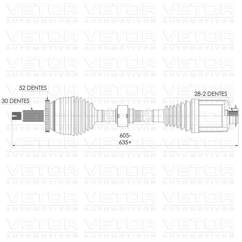 Semieixo Direito para Hyundai Santa Fé e KIA Sorento - Vetor - VT9952