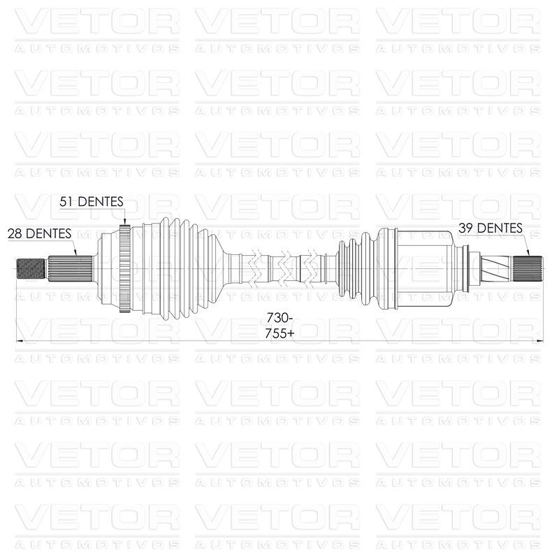 Semieixo Esquerdo para Renault Master - Vetor - VT9964