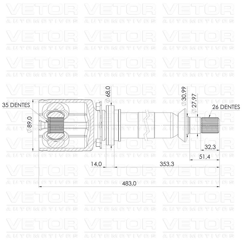 Tulipa Direita para Fiat Toro e JEEP Commander - Vetor - VT5946