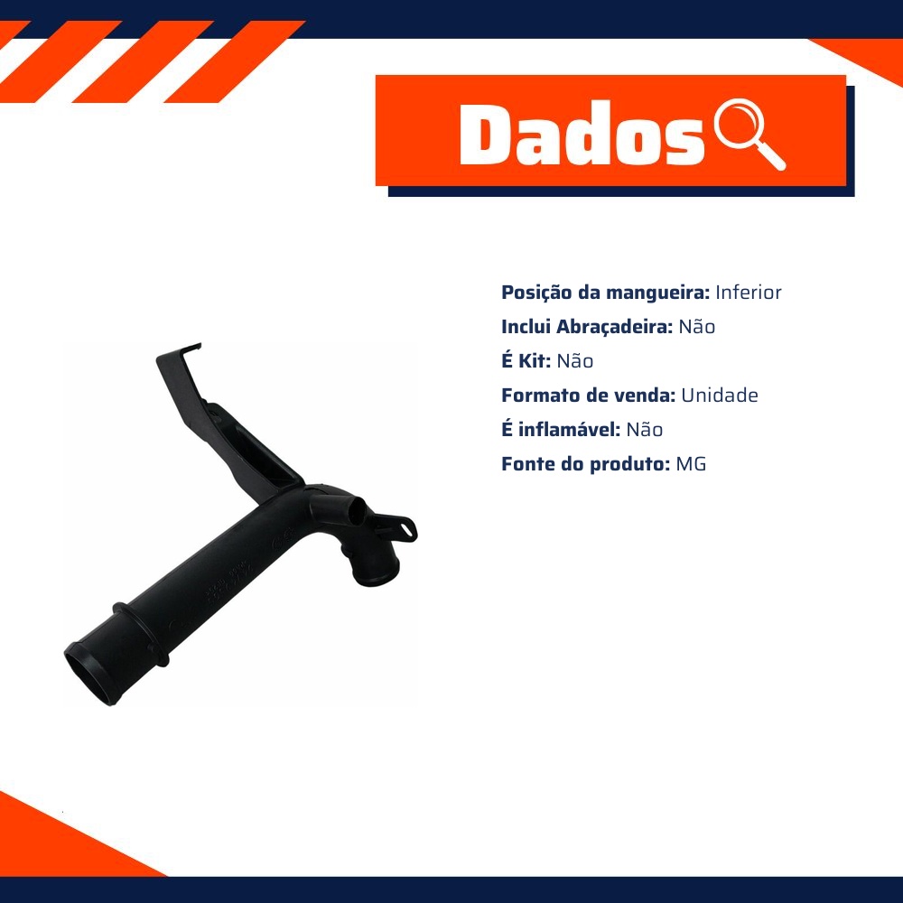 Tubo Cano de Agua da Mangueira Inferior Saída Radiador para Chevrolet Onix e Prisma - MG Mangueiras - MG375