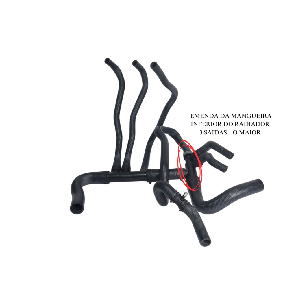 Emenda da Mangueira Inferior do Radiador 3 Saidas – Ø Maior para Renault Duster - MG Mangueiras - MG1767
