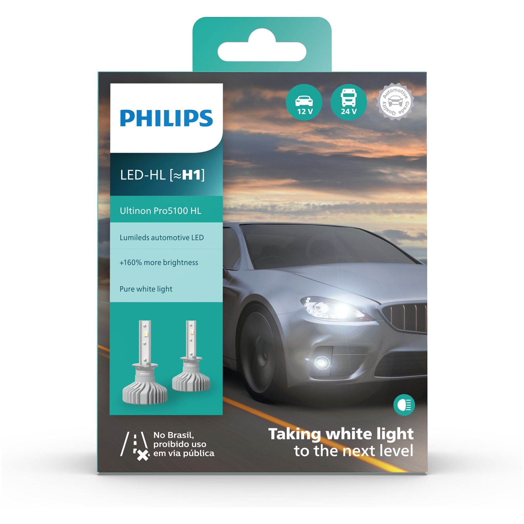 Par Lâmpada LED do Farol H1 12V/24V ULTINON PRO 5100 - Philips - 11258U51X2