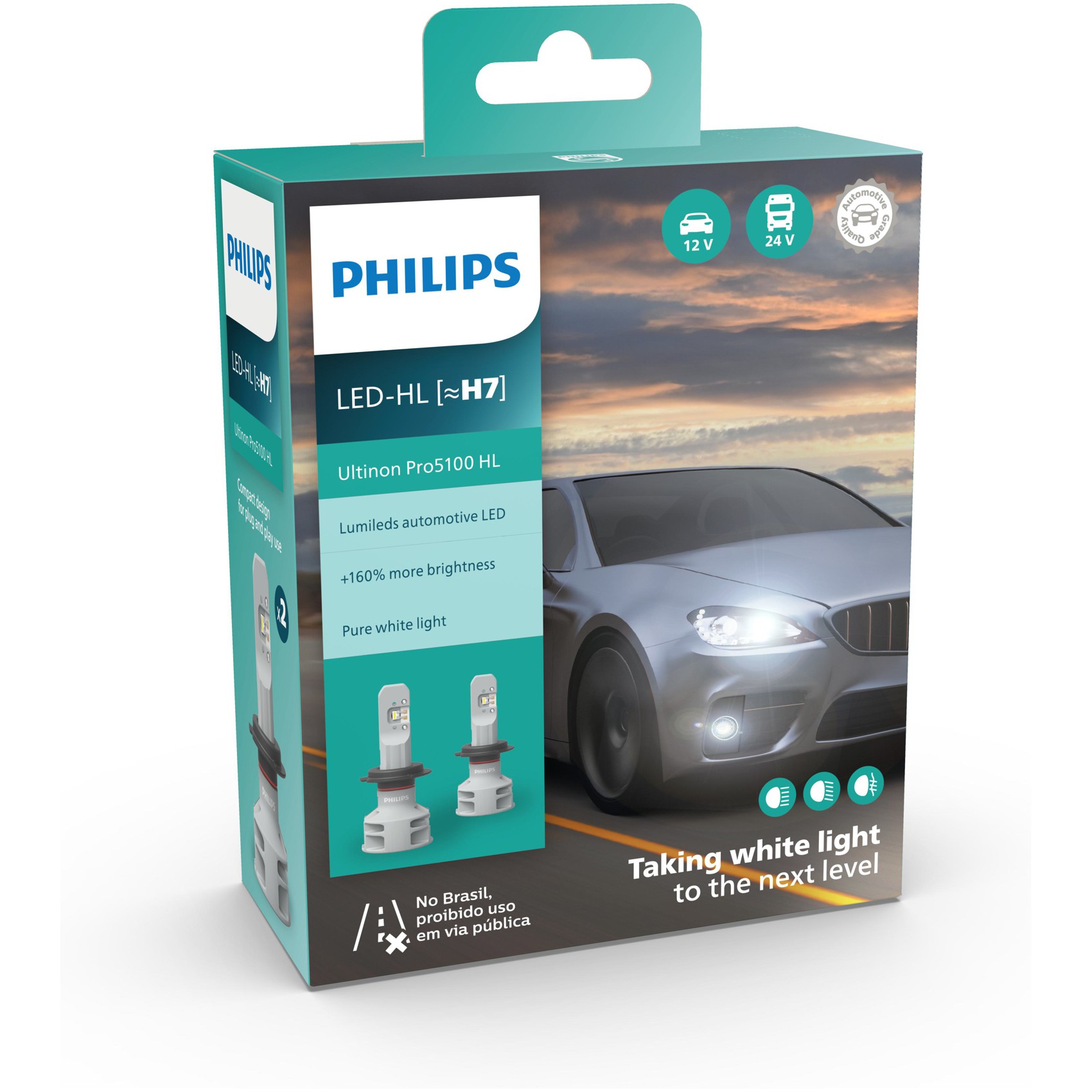 Par Lâmpada LED do Farol H7 12V/24V ULTINON PRO 5100 - Philips - 11972U51X2