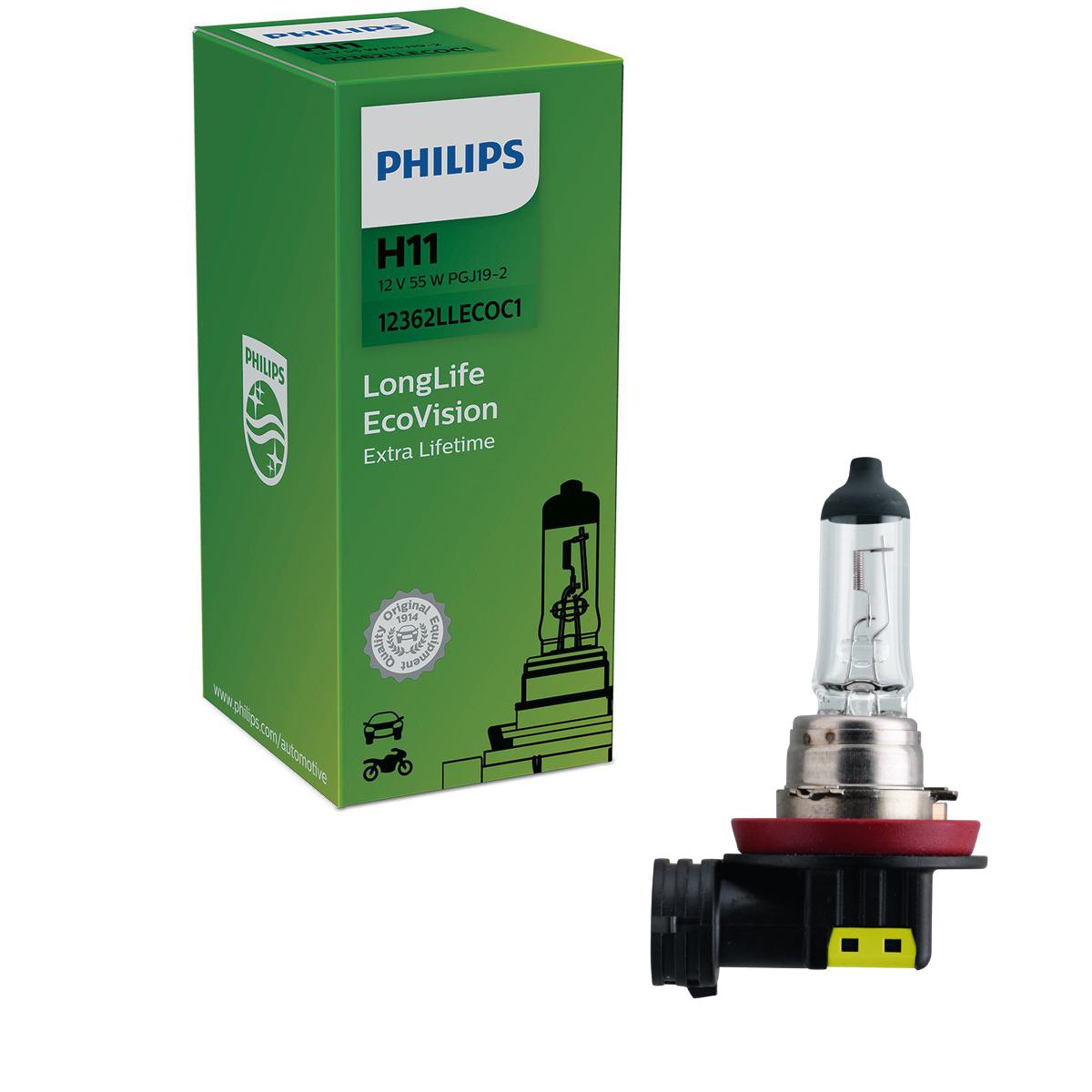 Lâmpada do Farol H11 12V LONG LIFE ECOVISION - Philips - 12362LLECOC1
