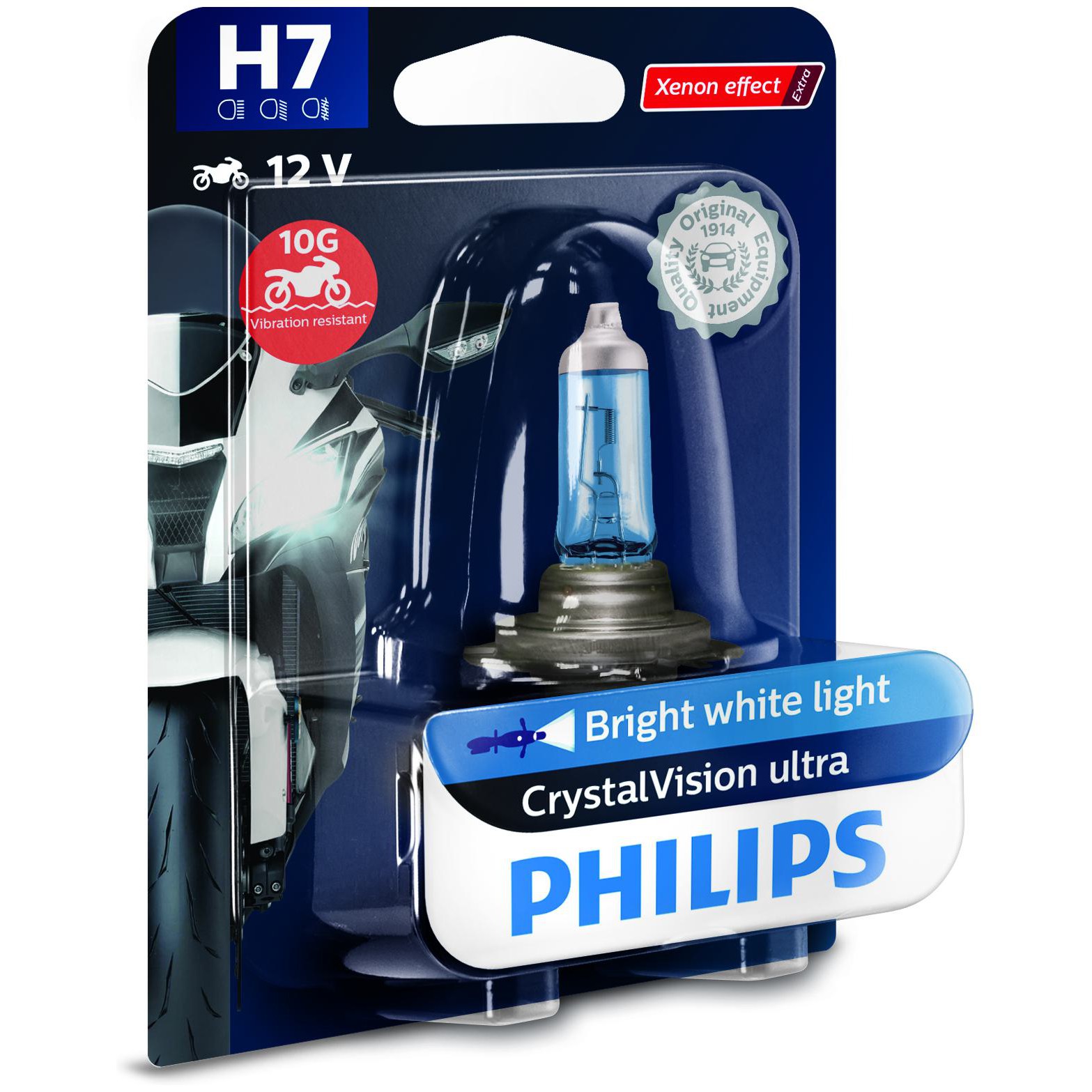 Lâmpada do Farol Moto H7 CRYSTAL VISION Moto - Philips - 12972CVMBW
