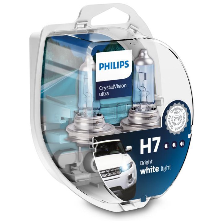 Kit Par Lâmpada H7 12V CRYSTAL VISION ULTRA e Par Pingão W5W - Philips - 12972CVUSM